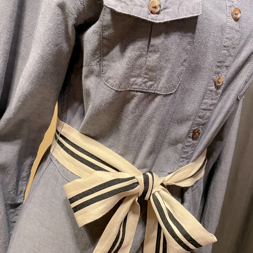 Size 10 denim dress with black & white belt